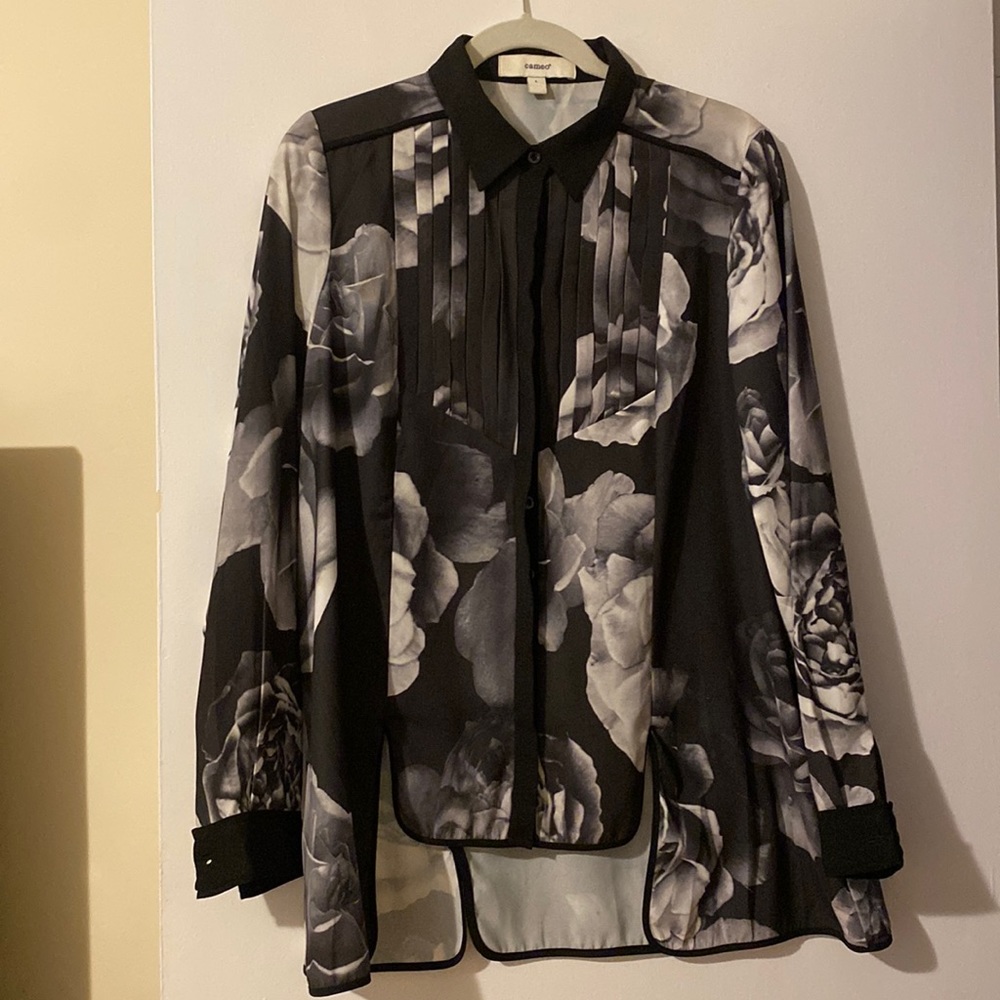 Cameo Rose Print Hi Low Shirt Jacket